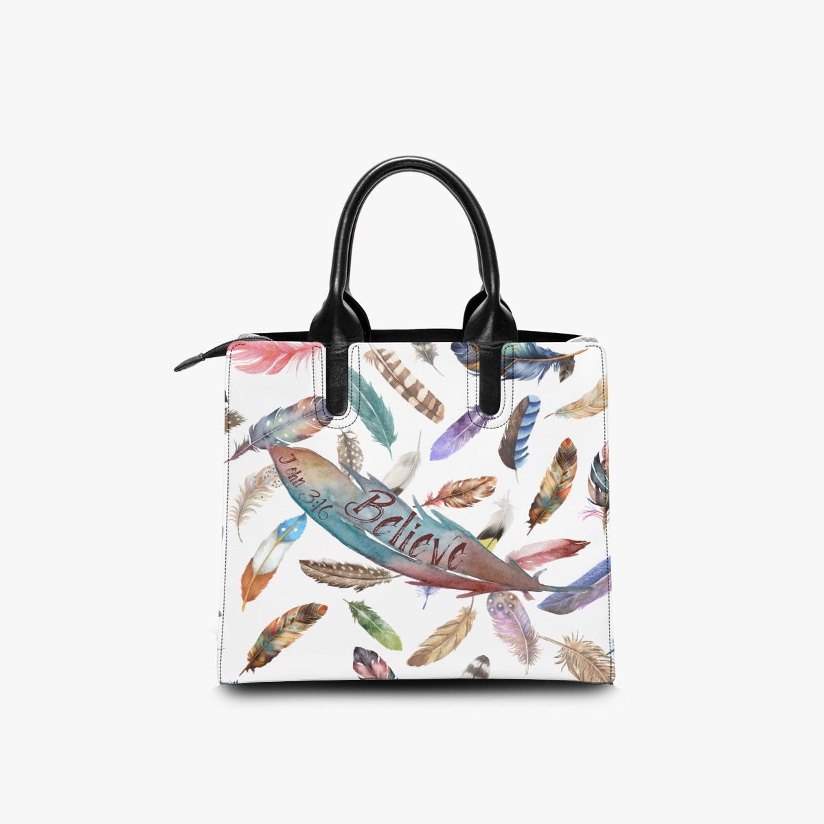 BELIEVE Feather Print Tote Purse - WearYnobe