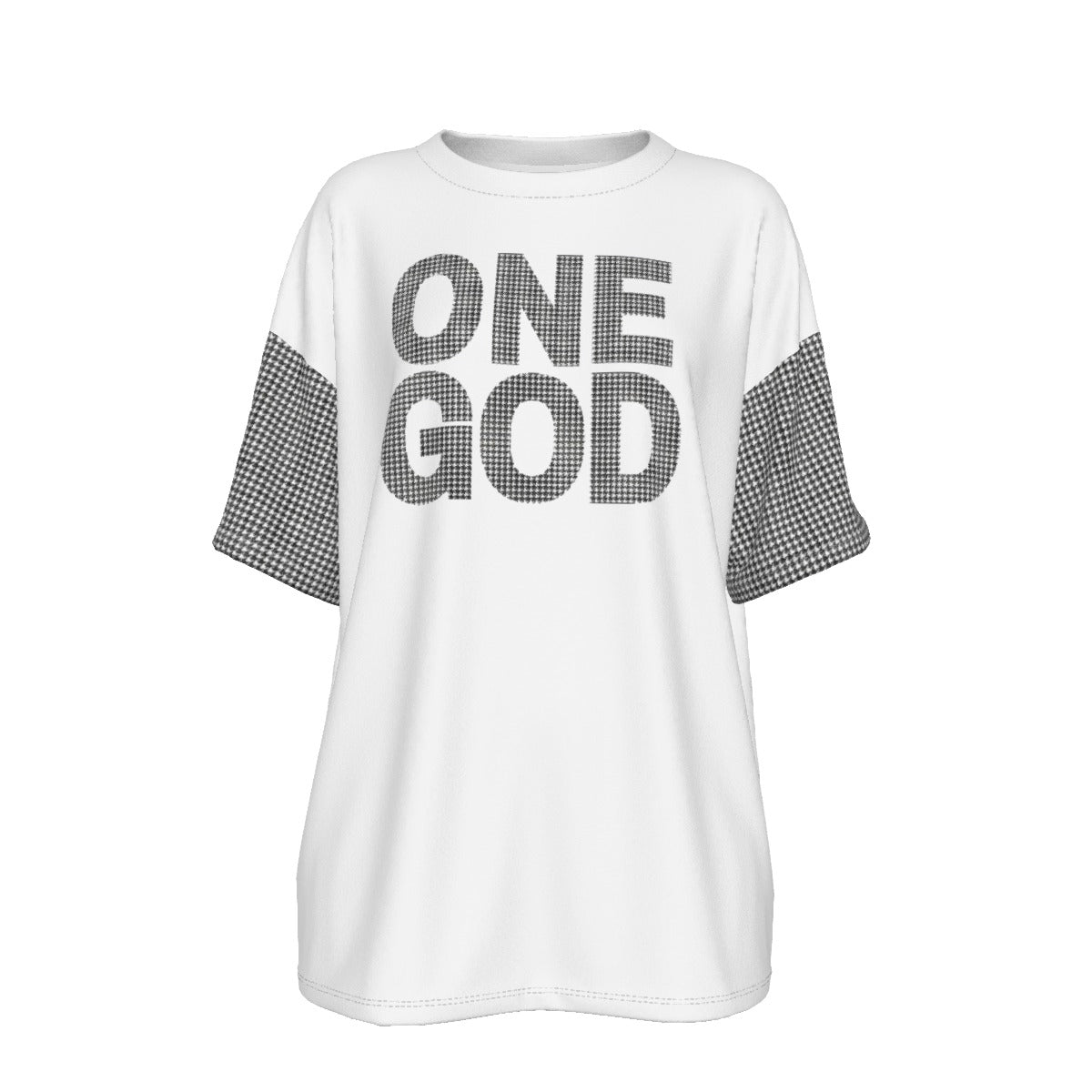 ONE GOD Houndstooth Print Drop Shoulder T Shirt - WearYnobe