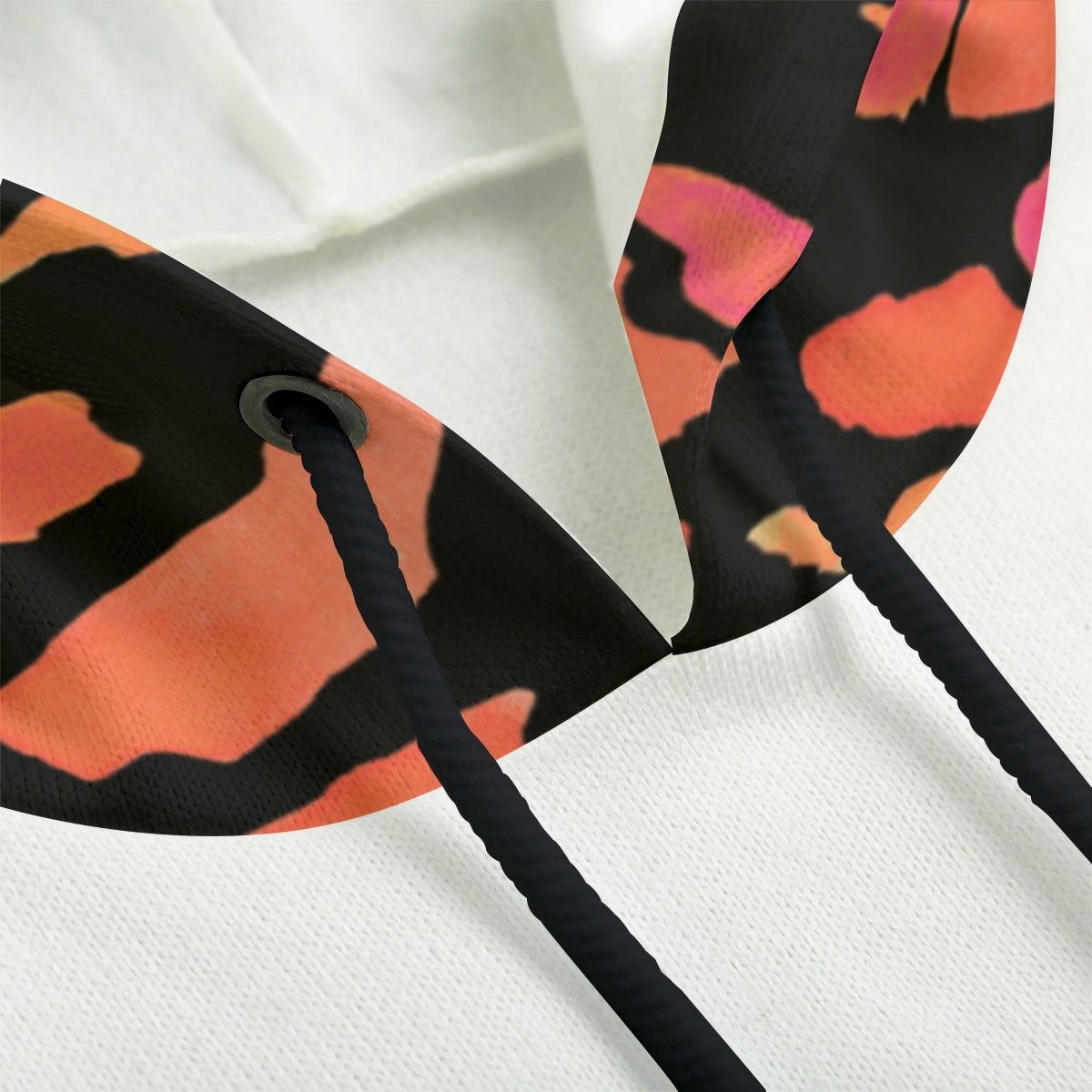 GODFIDENCE Pink Orange and Black Camouflage Print Knitted Fleece Cloak With Pockets - WearYnobe