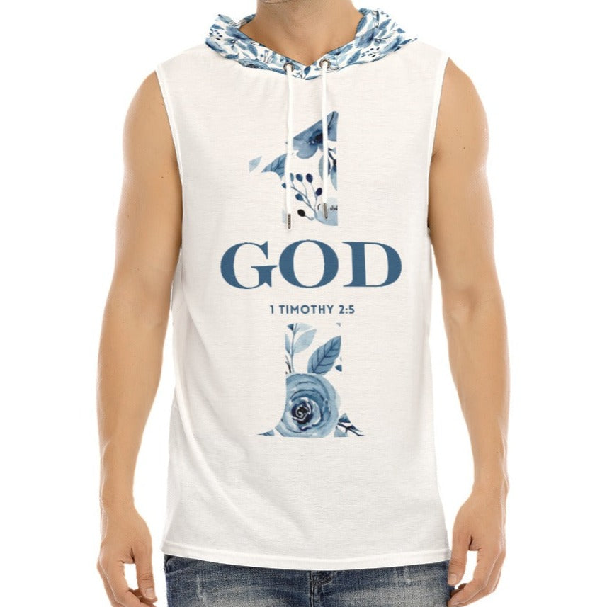 ONE GOD Blue Floral Sleeveless Hoodie Vest - WearYnobe