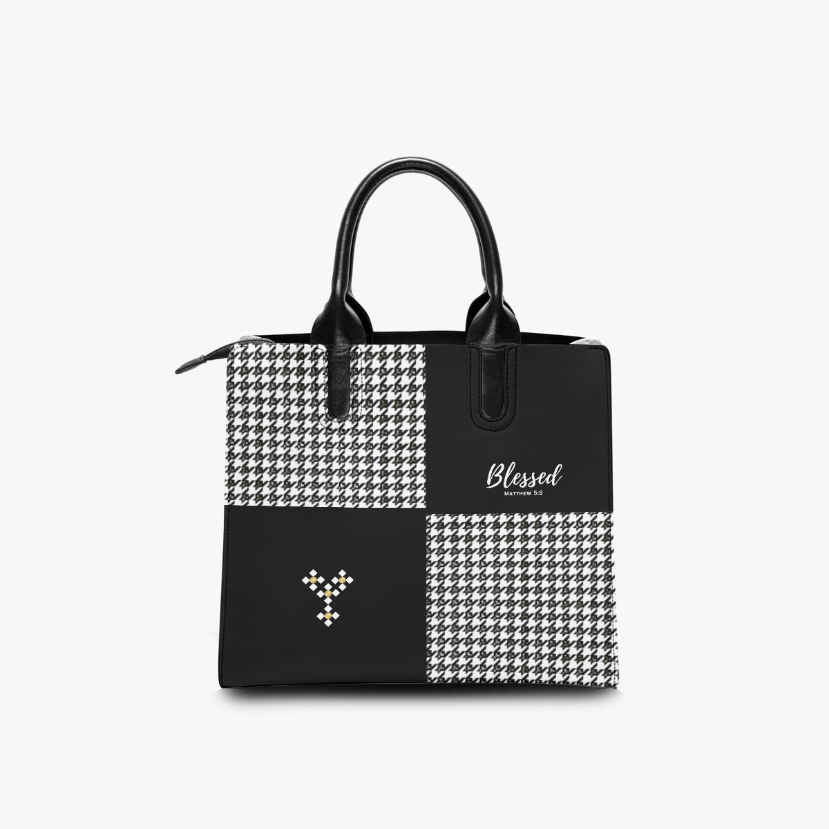 BLESSED Houndstooth Print Tote Purse - WearYnobe
