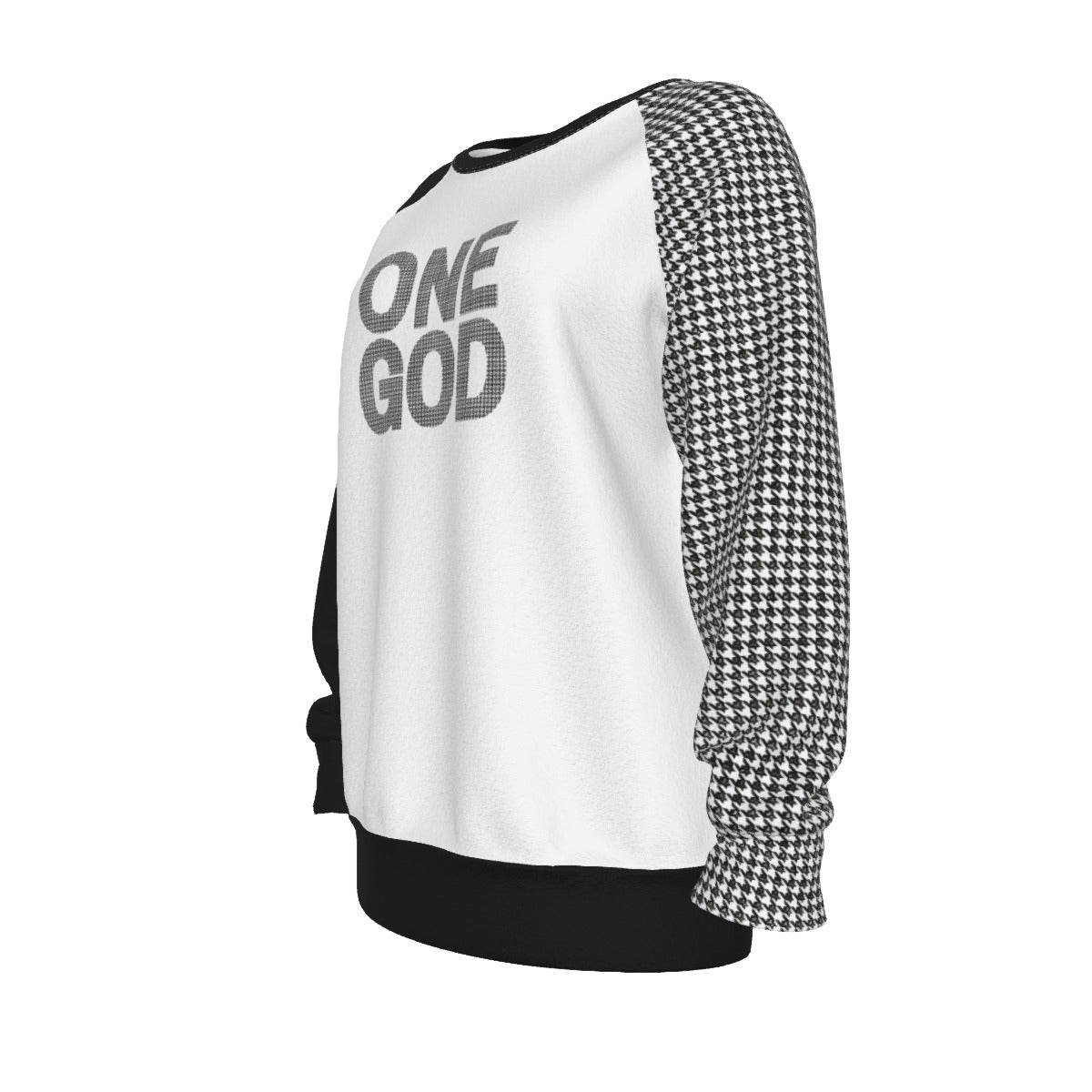ONE GOD Ephesians 4:6 Houndstooth Long Sleeve  Lightweight Sweatshirt - WearYnobe