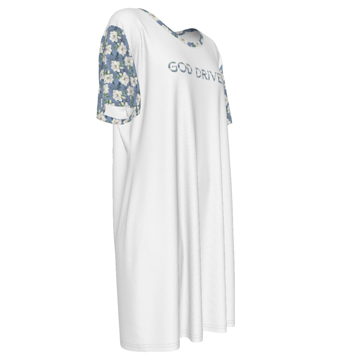GOD DRIVEN Blue Floral Pattern Cotton Dress - WearYnobe