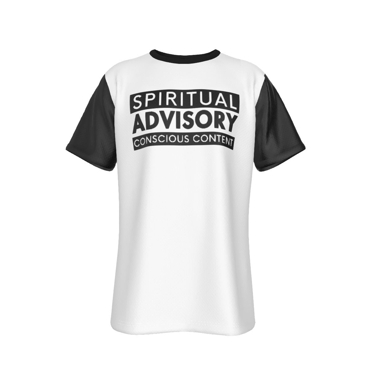 SPIRITUAL ADVISORY CONCSIOUS CONTENT Black Sleeve White T Shirt - WearYnobe