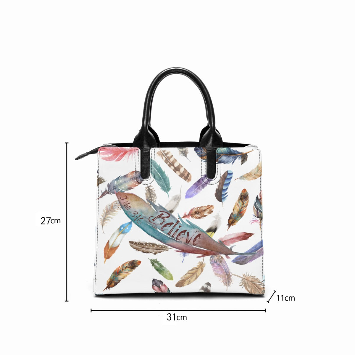 BELIEVE Feather Print Tote Purse - WearYnobe