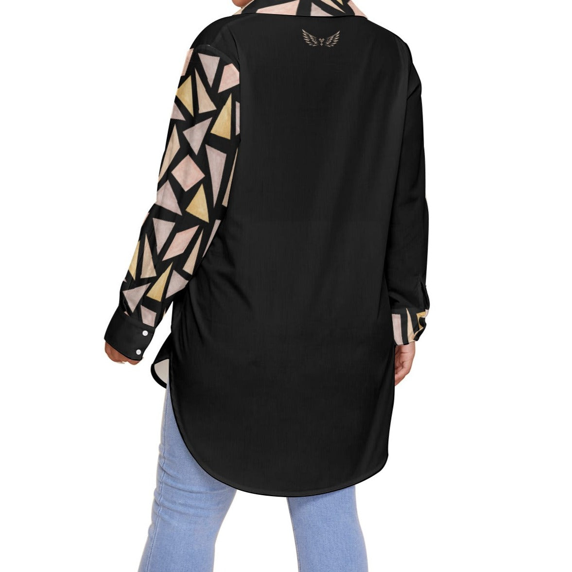 BELIEVE Romans 10:9 Abstract Print Long Sleeve Button Shirt (Plus Size) - WearYnobe