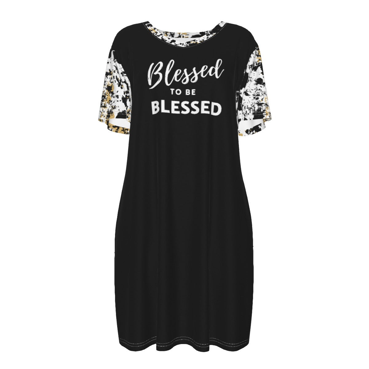 BLESSED TO BE BLESSED Tie Dye Pattern Casual Cotton Dress - WearYnobe
