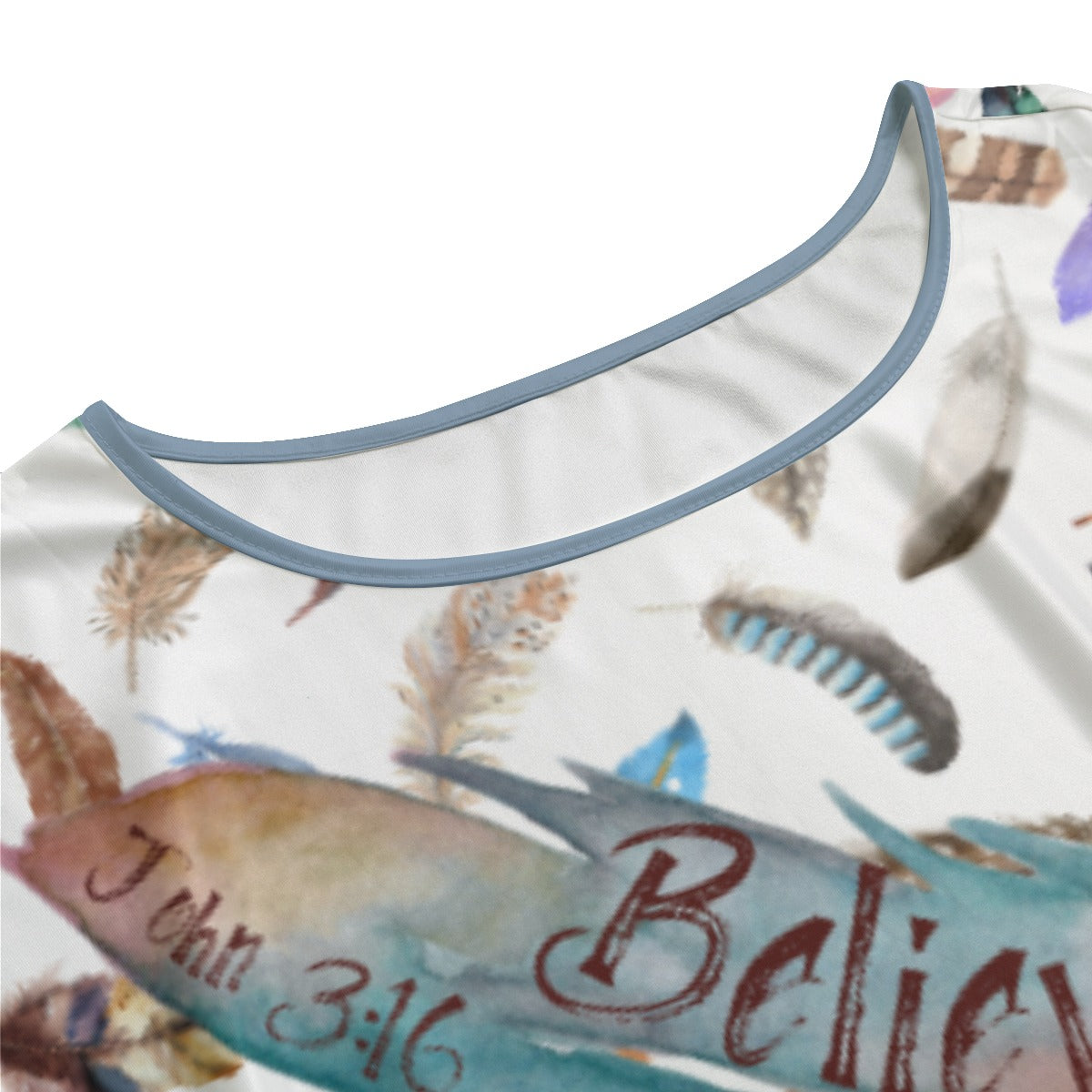 BELIEVE John 3:16 Feather Print Long Gown Dress With Pockets - WearYnobe