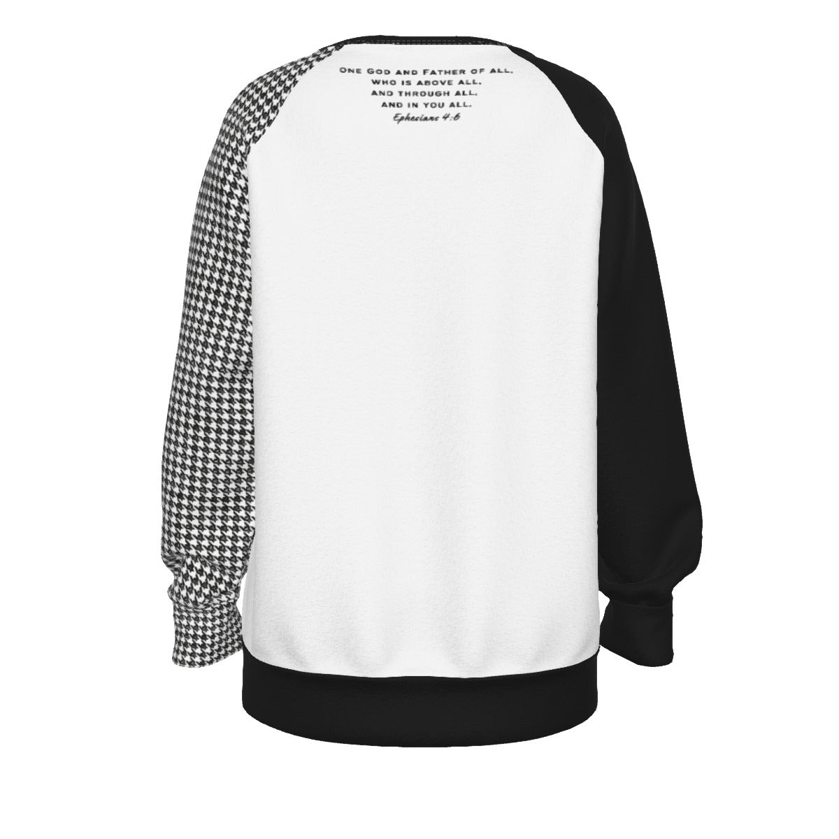 ONE GOD Ephesians 4:6 Houndstooth Long Sleeve  Lightweight Sweatshirt - WearYnobe