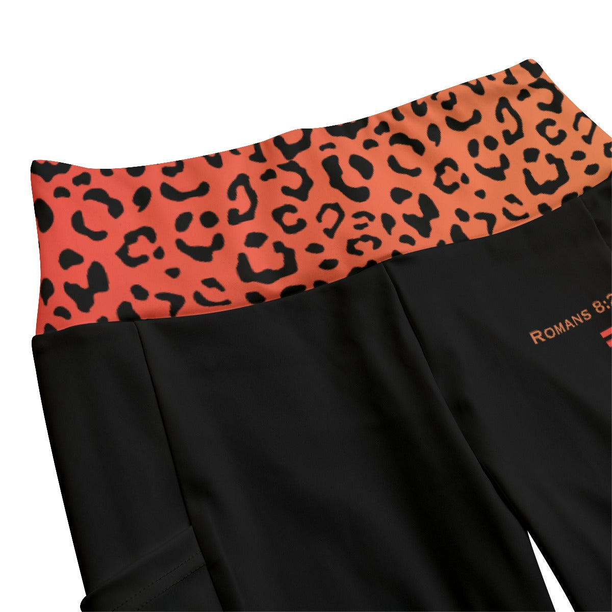 PURPOSE Orange Leopard Print High Waist Leggings With Side Pockets - WearYnobe