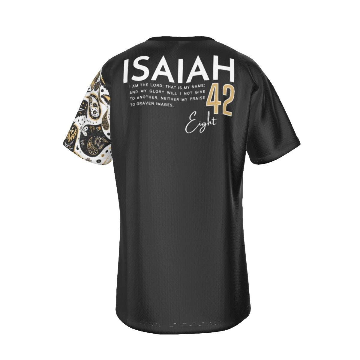 AHAYAH - I AM LORD, THAT IS MY NAME Isaiah 42:8 Scripture Paisley Sleeve White Jersey T Shirt - WearYnobe
