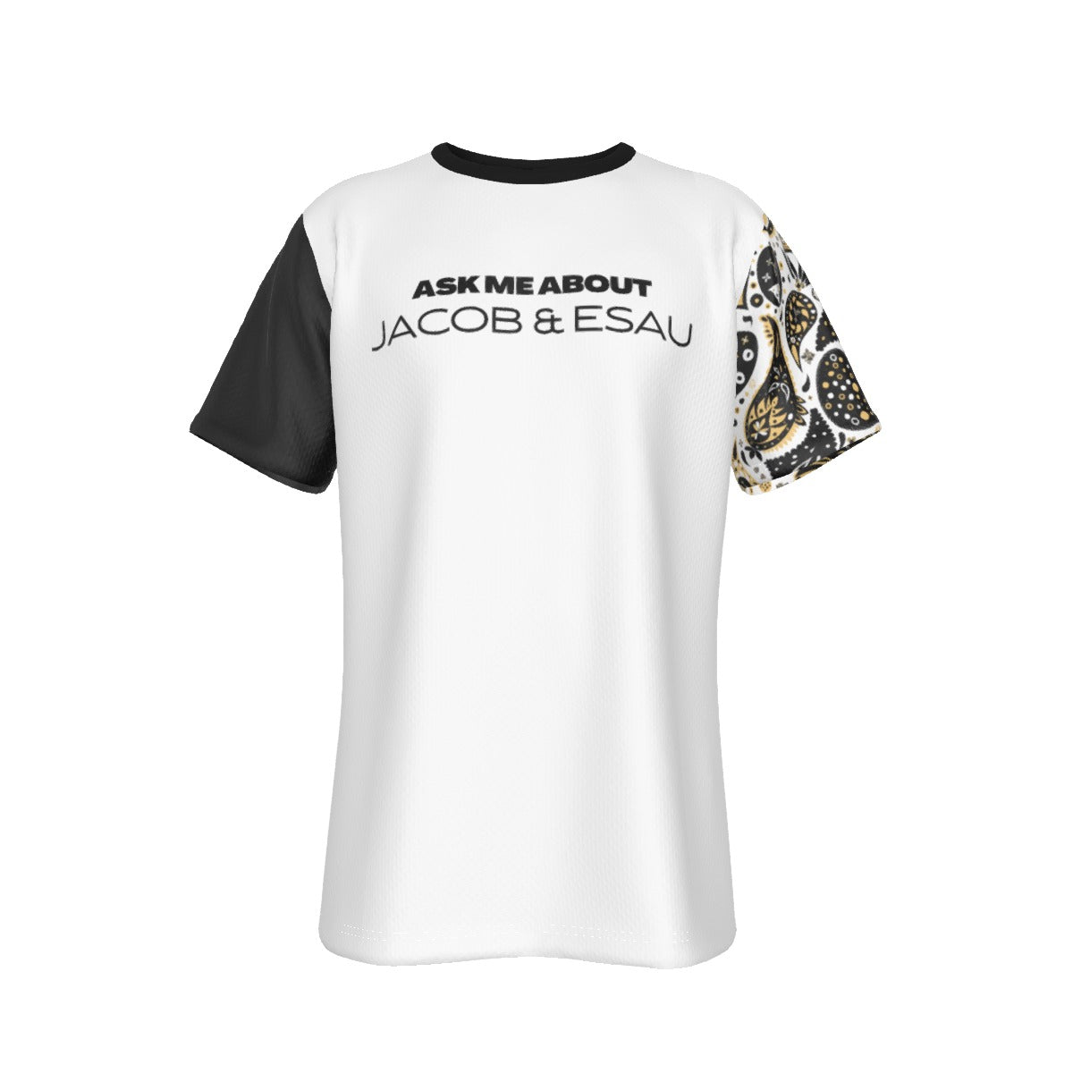 ASK ME ABOUT JACOB & ESAU BIRTHRIGHT  White / Black / Paisley Sleeve T Shirt - WearYnobe