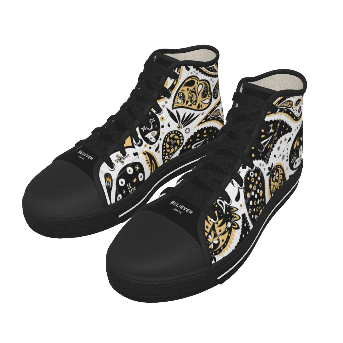 Women's Paisley BELIEVER High Top Canvas Chucks - WearYnobe