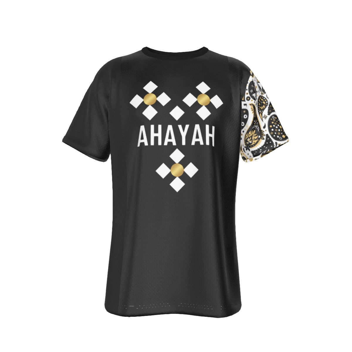AHAYAH - I AM - John 8:58 Scripture Paisley Sleeve Black Jersey T Shirt - WearYnobe