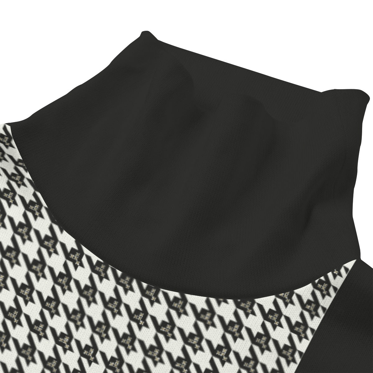 OBEDIENCE Houndstooth Unisex Turtleneck Knitted Fleece Sweater