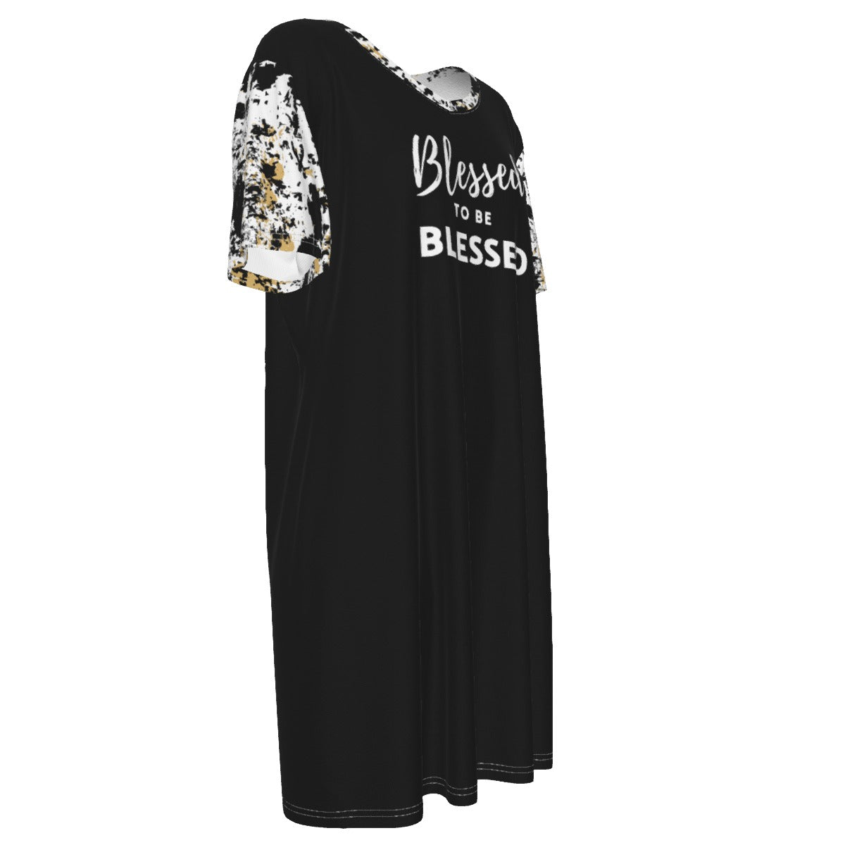 BLESSED TO BE BLESSED Tie Dye Pattern Casual Cotton Dress - WearYnobe