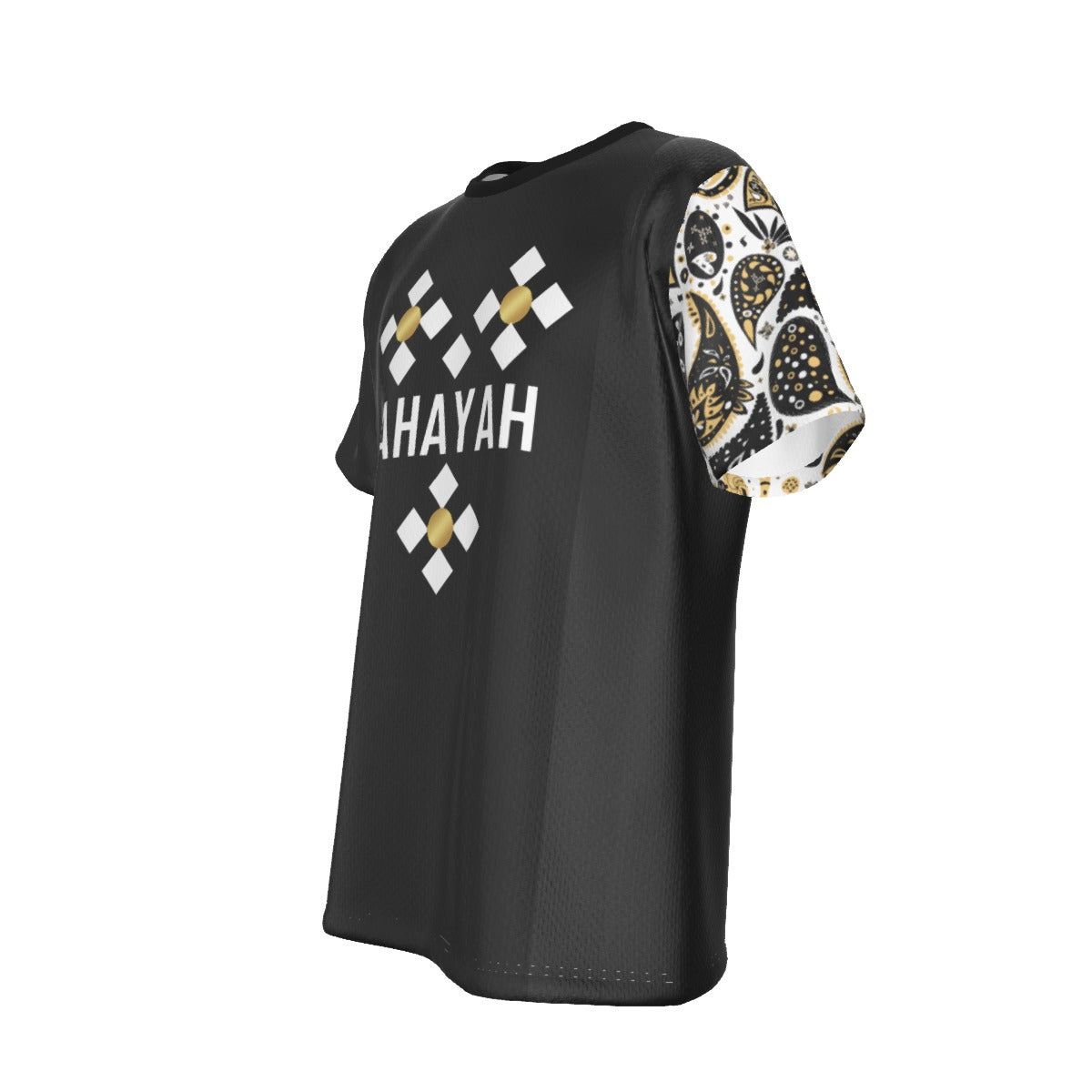 AHAYAH - I AM - John 8:58 Scripture Paisley Sleeve Black Jersey T Shirt - WearYnobe
