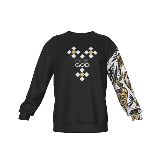 ONE GOD Praise Him Paisley Sleeve Round Neck Long Sleeve Lightweight Sweatshirt - WearYnobe