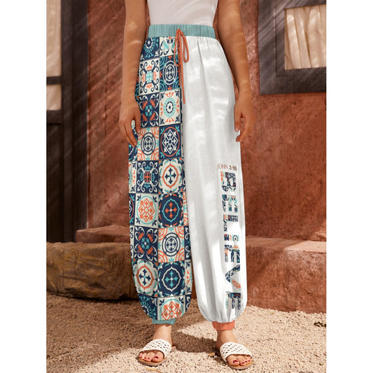 BELIEVE John 3:16 Boho Baggy Carrot Pants - WearYnobe