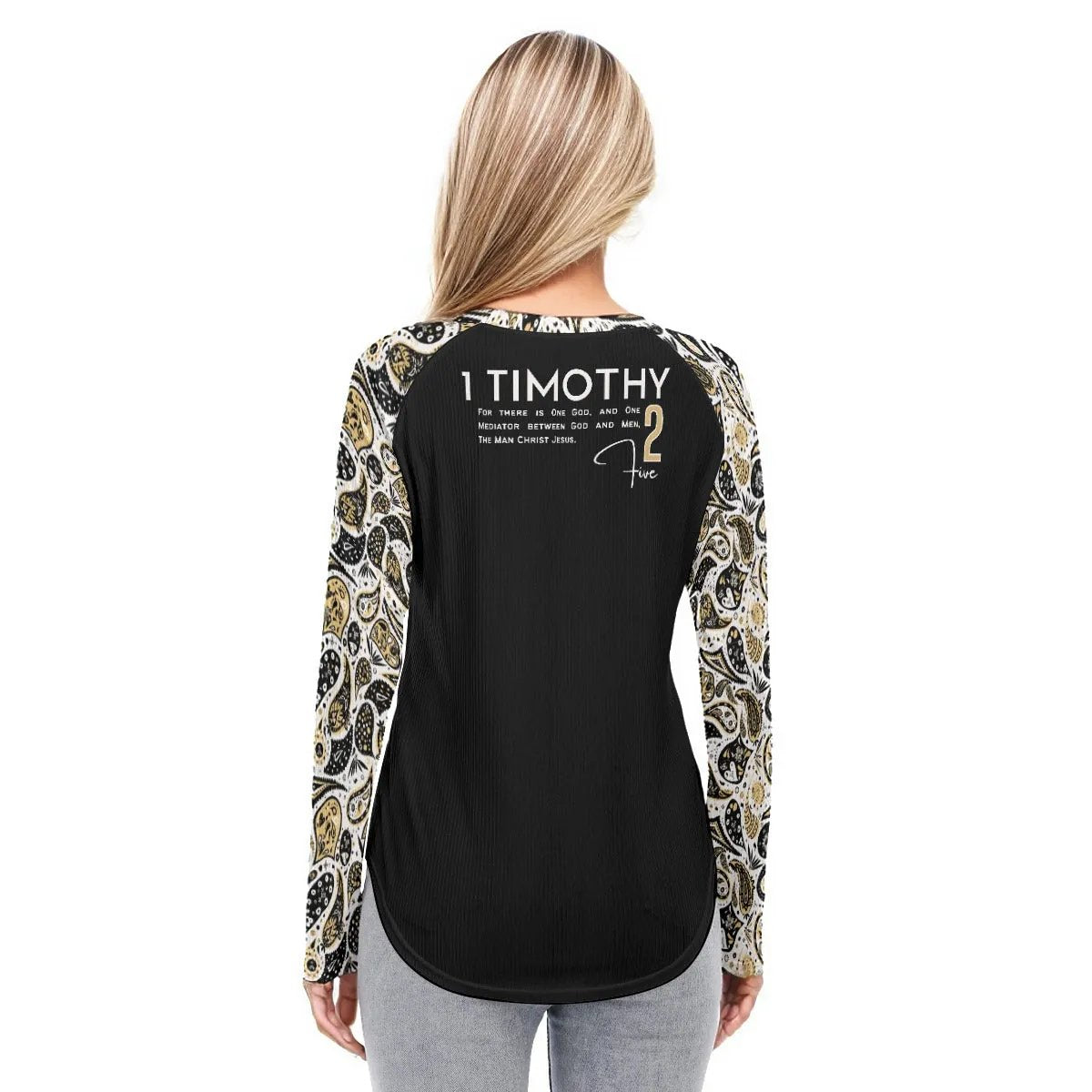 ONE GOD 1 Timothy 2:5 Scripture Paisley Long Sleeve Shirt - WearYnobe