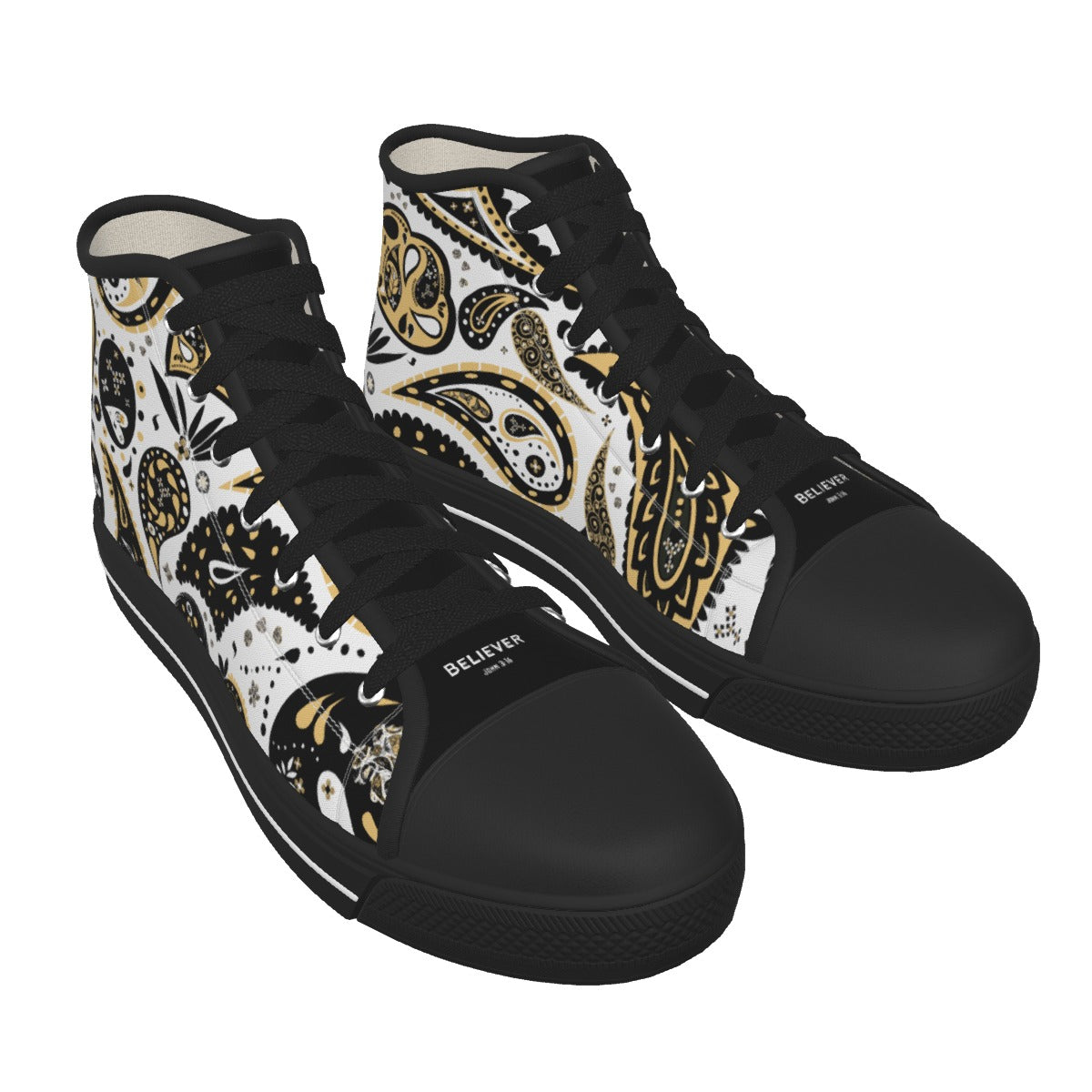 Women's Paisley BELIEVER High Top Canvas Chucks - WearYnobe