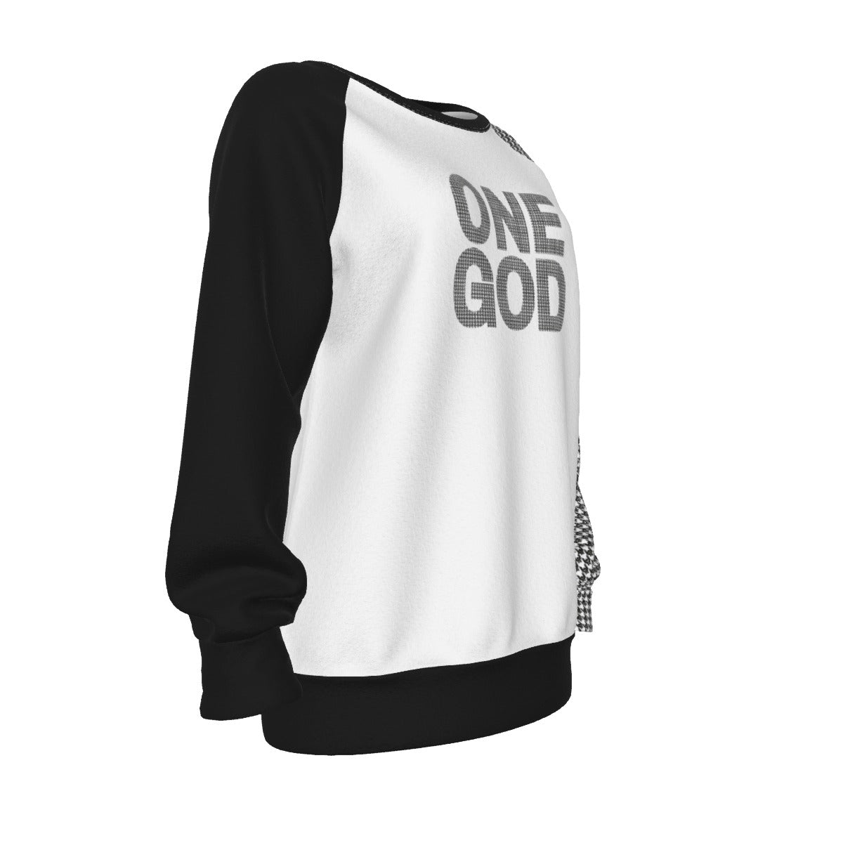 ONE GOD Ephesians 4:6 Houndstooth Long Sleeve  Lightweight Sweatshirt - WearYnobe