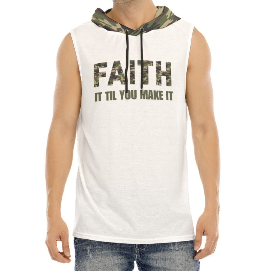 FAITH IT TIL YOU MAKE IT Camouflage Sleeveless Hoodie - WearYnobe