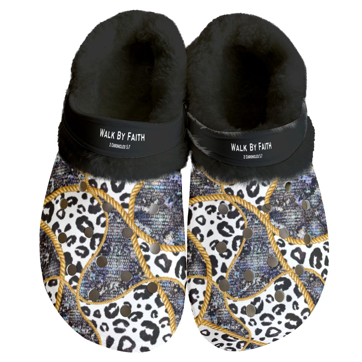 Women's WALK BY FAITH Leopard Print Fleece Clogs - WearYnobe