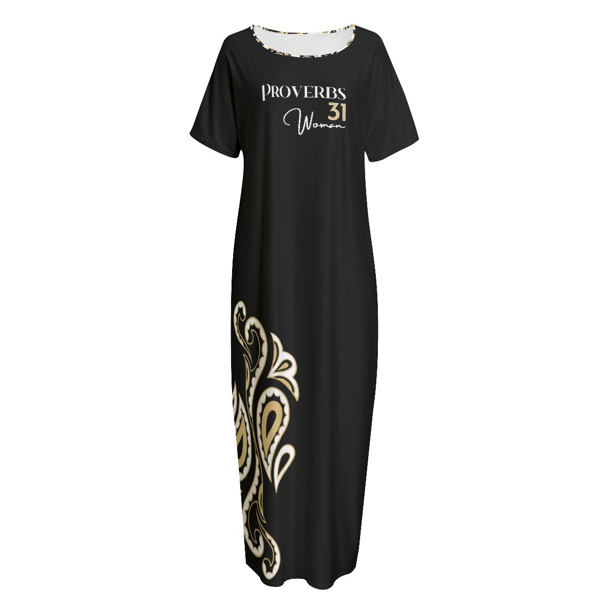 PROVERBS 31 Woman Paisley Long Gown Dress With Pockets - WearYnobe