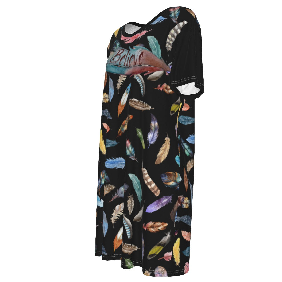 BELIEVE John 3:16 Feather Print Dress - WearYnobe