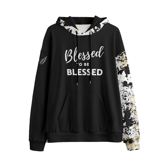 BLESSED TO BE BLESSED Splatter Paint Print Fleece Pullover Hoodie - WearYnobe