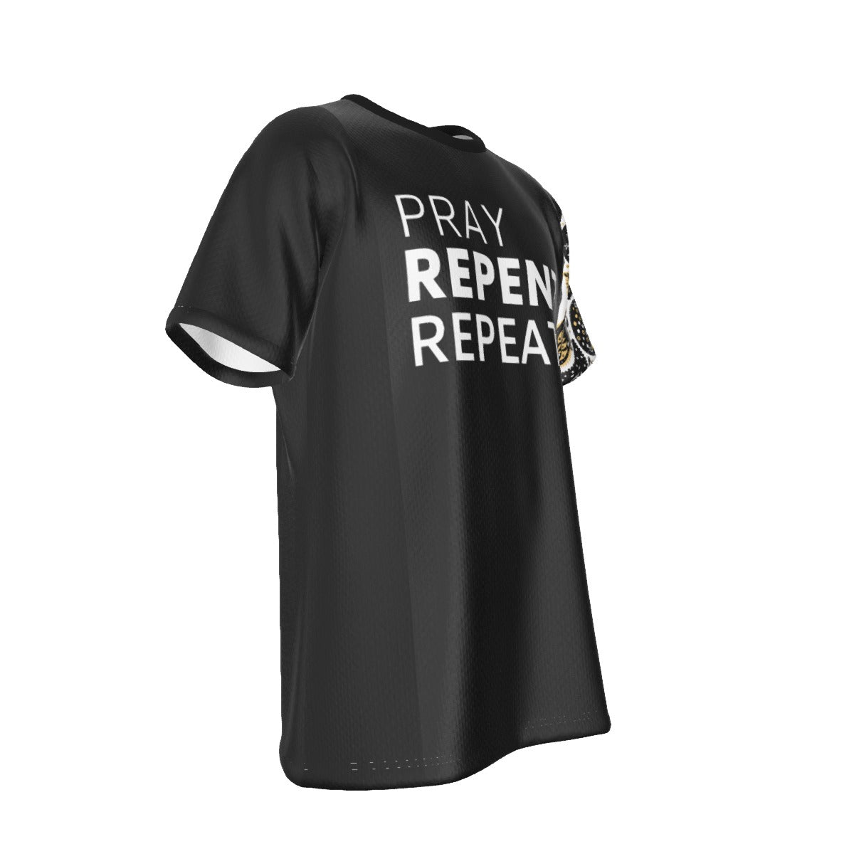 PRAY REPENT REPEAT 2 Chronicles 7:14 Paisley Sleeve Black T Shirt - WearYnobe