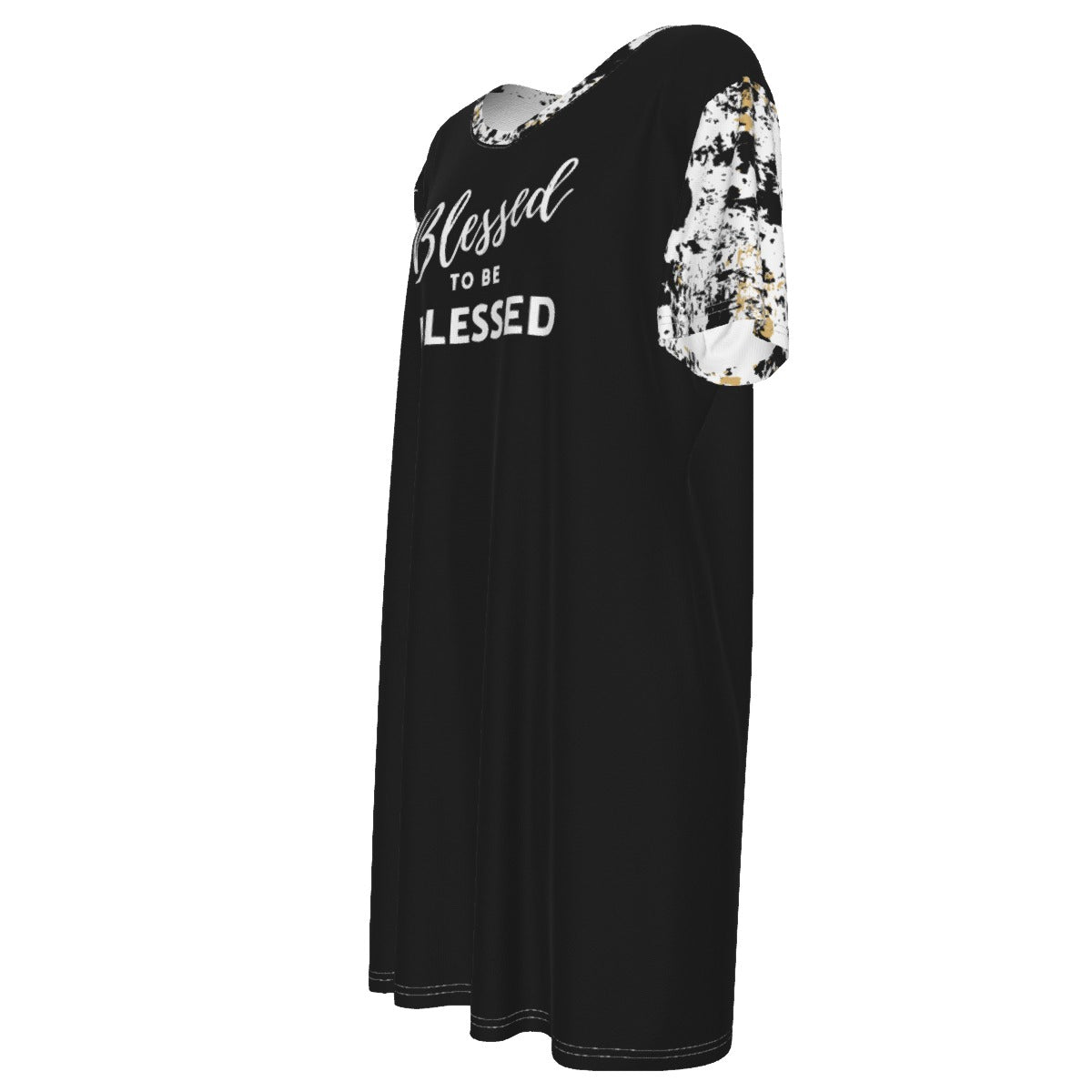 BLESSED TO BE BLESSED Tie Dye Pattern Casual Cotton Dress - WearYnobe