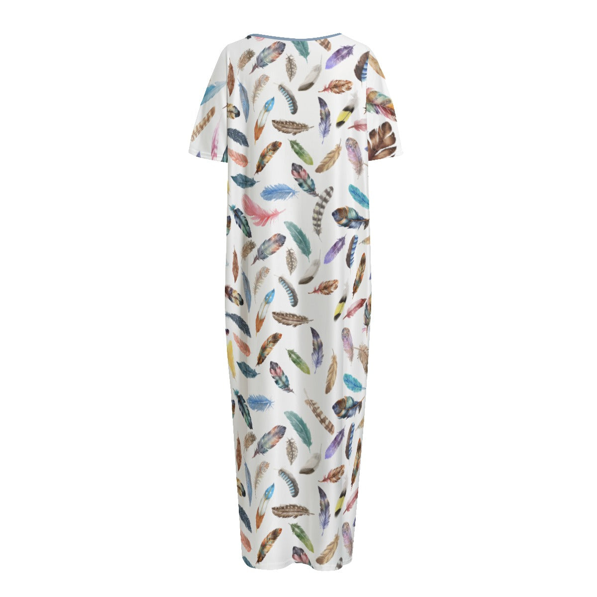 BELIEVE John 3:16 Feather Print Long Gown Dress With Pockets - WearYnobe