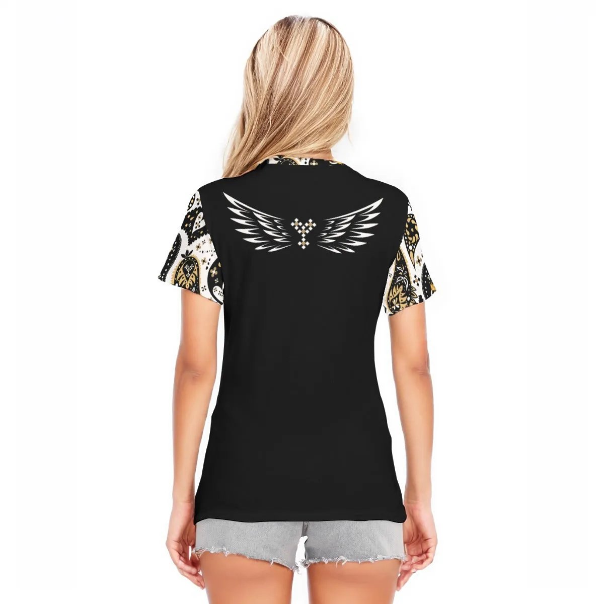 SAVED LIVES MATTER Paisley Sleeve Round Neck Cotton T Shirt - WearYnobe