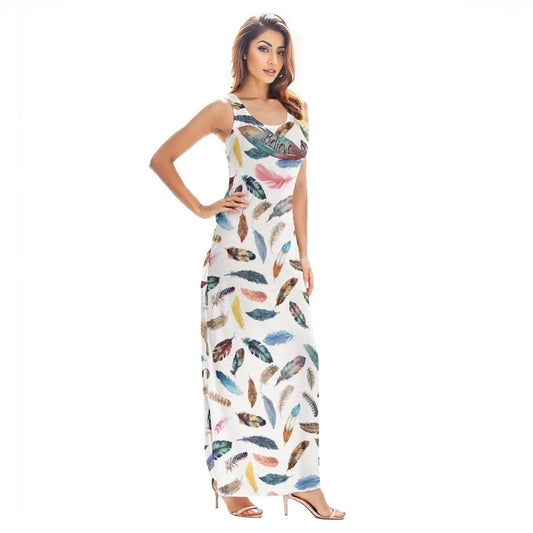 BELIEVE John 3:16 Feather Print Sleeveless Dress - WearYnobe