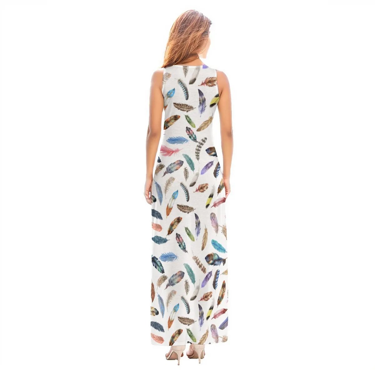 BELIEVE John 3:16 Feather Print Sleeveless Dress - WearYnobe