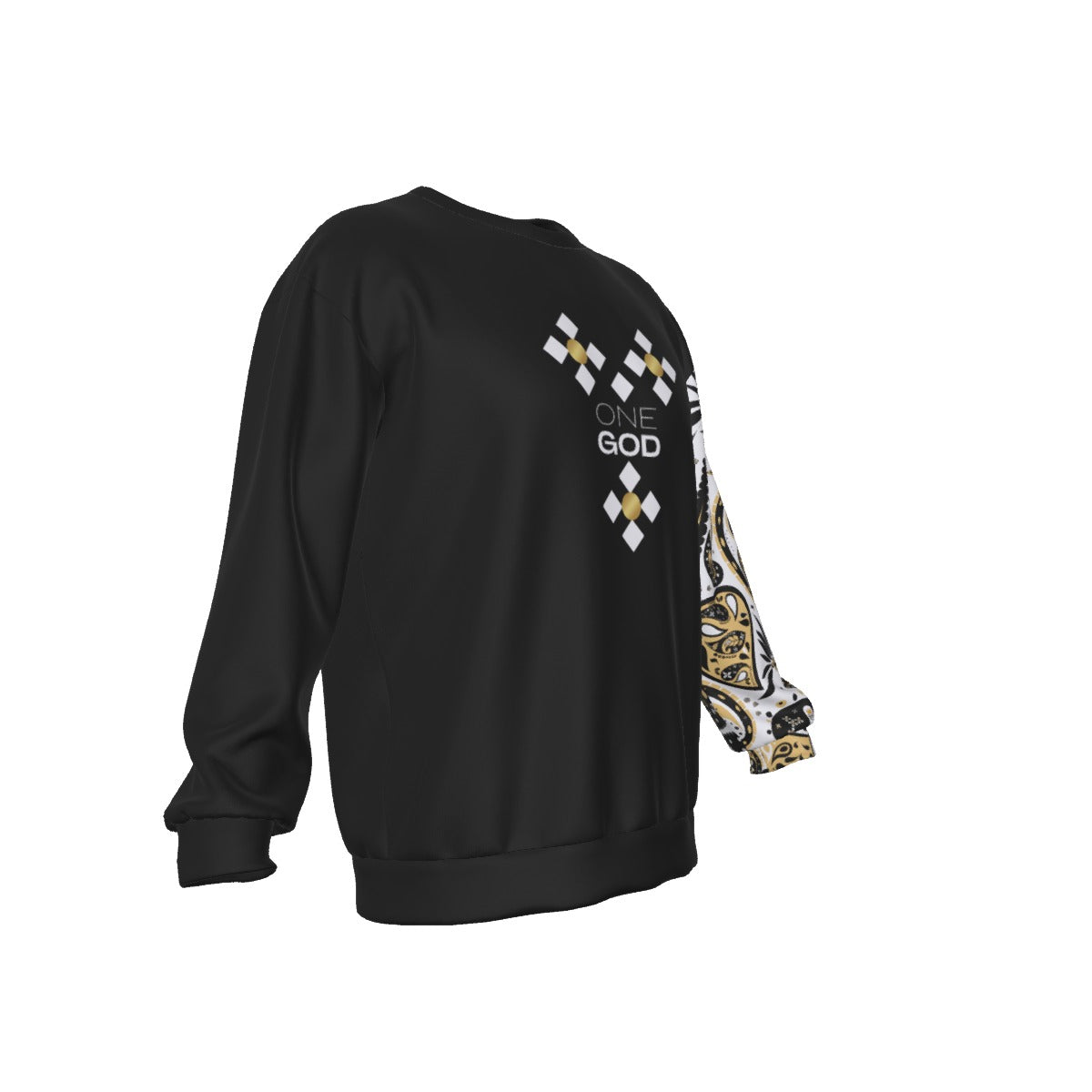 ONE GOD Praise Him Paisley Sleeve Round Neck Long Sleeve Lightweight Sweatshirt - WearYnobe