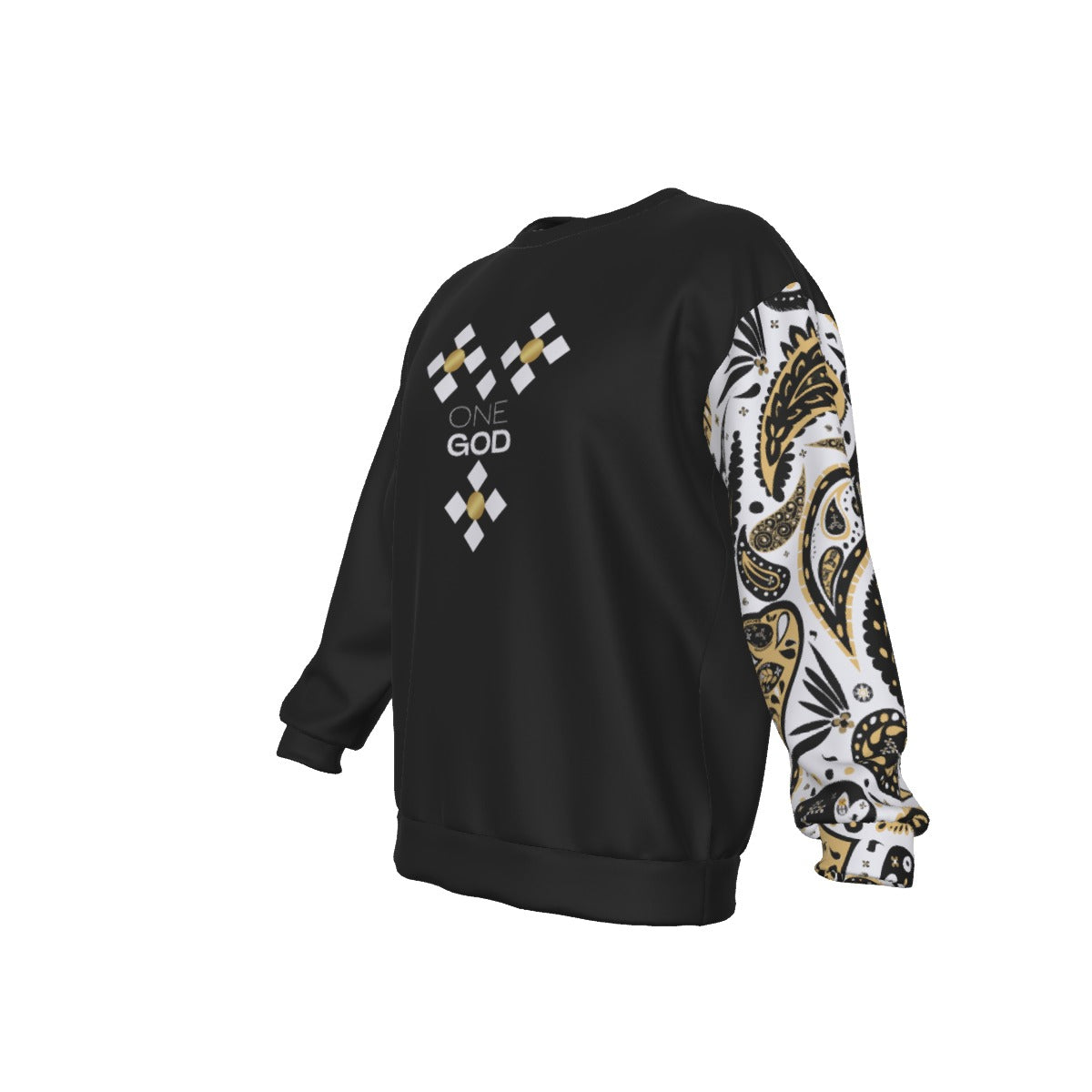 ONE GOD Praise Him Paisley Sleeve Round Neck Long Sleeve Lightweight Sweatshirt - WearYnobe