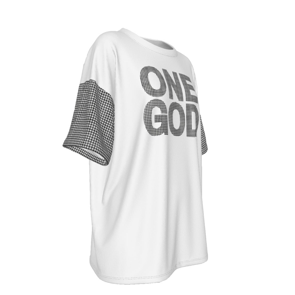 ONE GOD Houndstooth Print Drop Shoulder T Shirt - WearYnobe