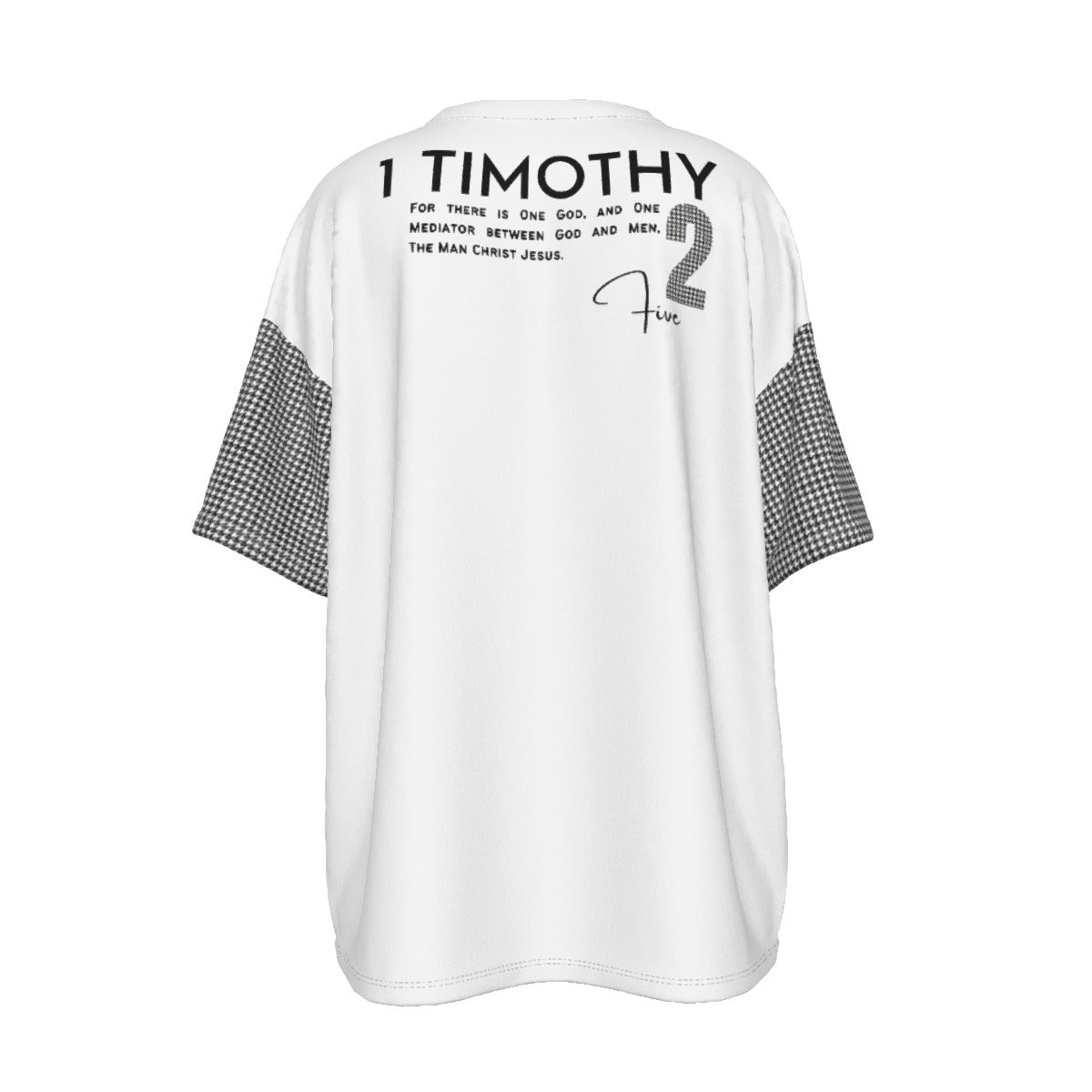 ONE GOD Houndstooth Print Drop Shoulder T Shirt - WearYnobe